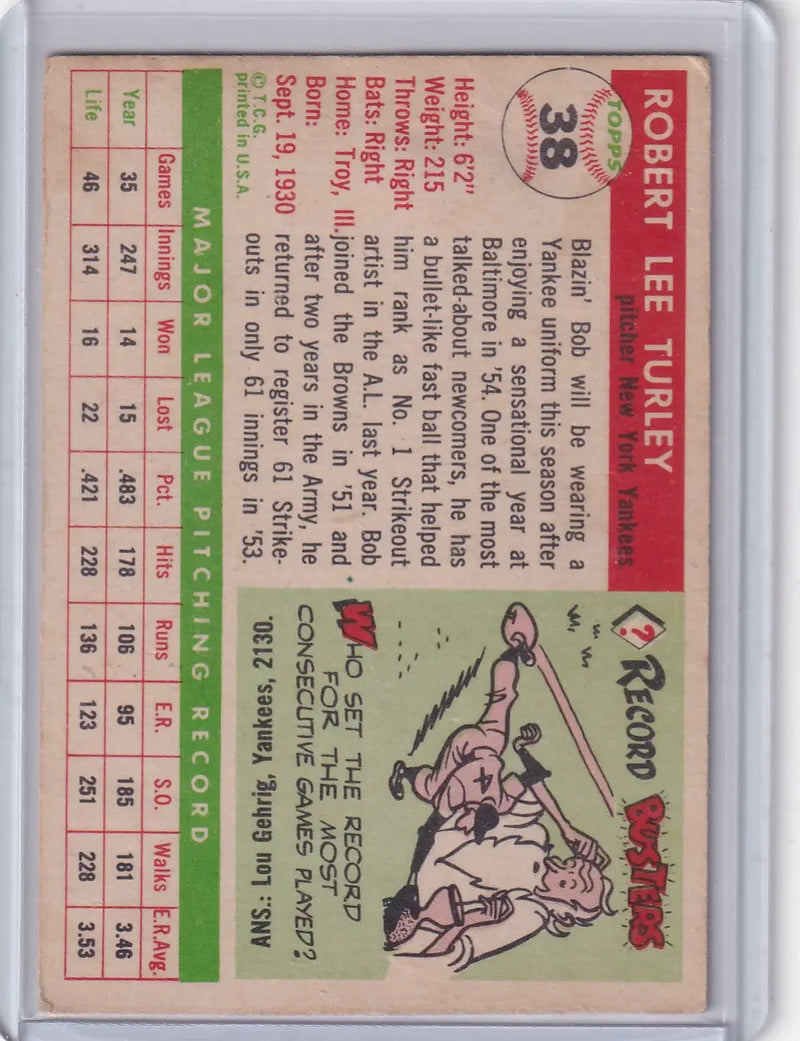 1955 Topps #38 Bob Turley - New York Yankees