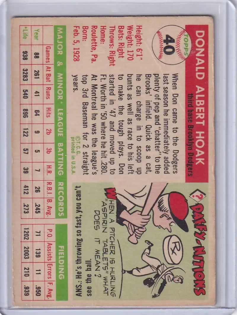 1955 Topps #40 Don Hoak - Brooklyn Dodgers