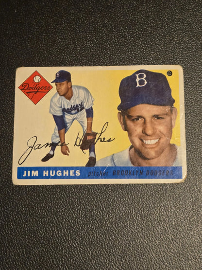 Vintage Jim Hughes baseball card from 1955 Topps Brooklyn Dodgers collection