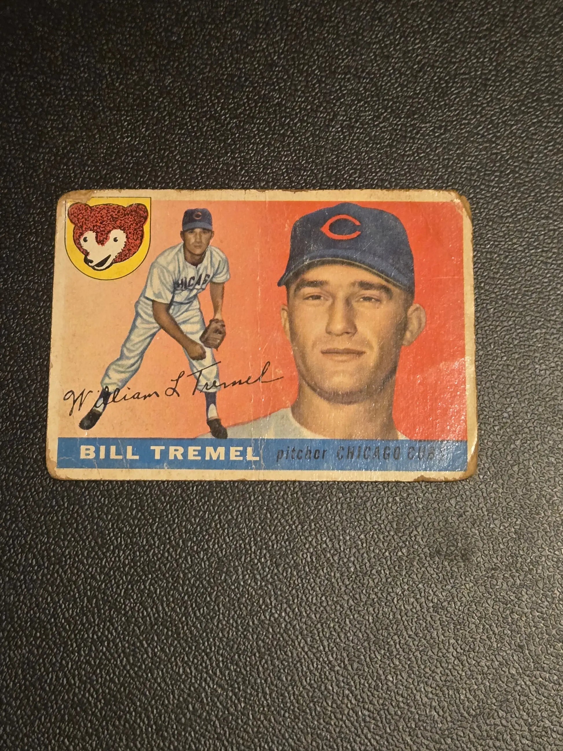 Vintage 1950s Bill Tremel Chicago Cubs baseball card from 1955 Topps #52