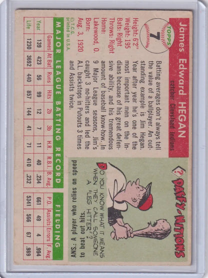 Vintage baseball card of Jim Hegan featuring Snuffy Smith comic strip illustration