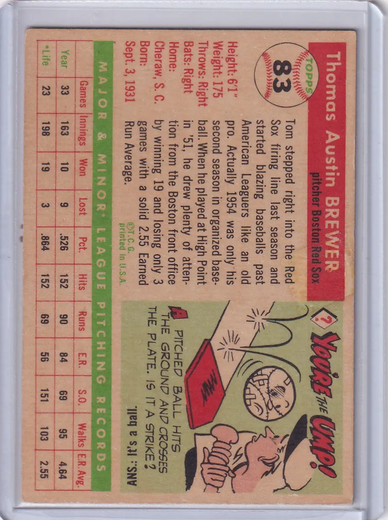 1955 Topps #83 Tom Brewer - Boston Red Sox