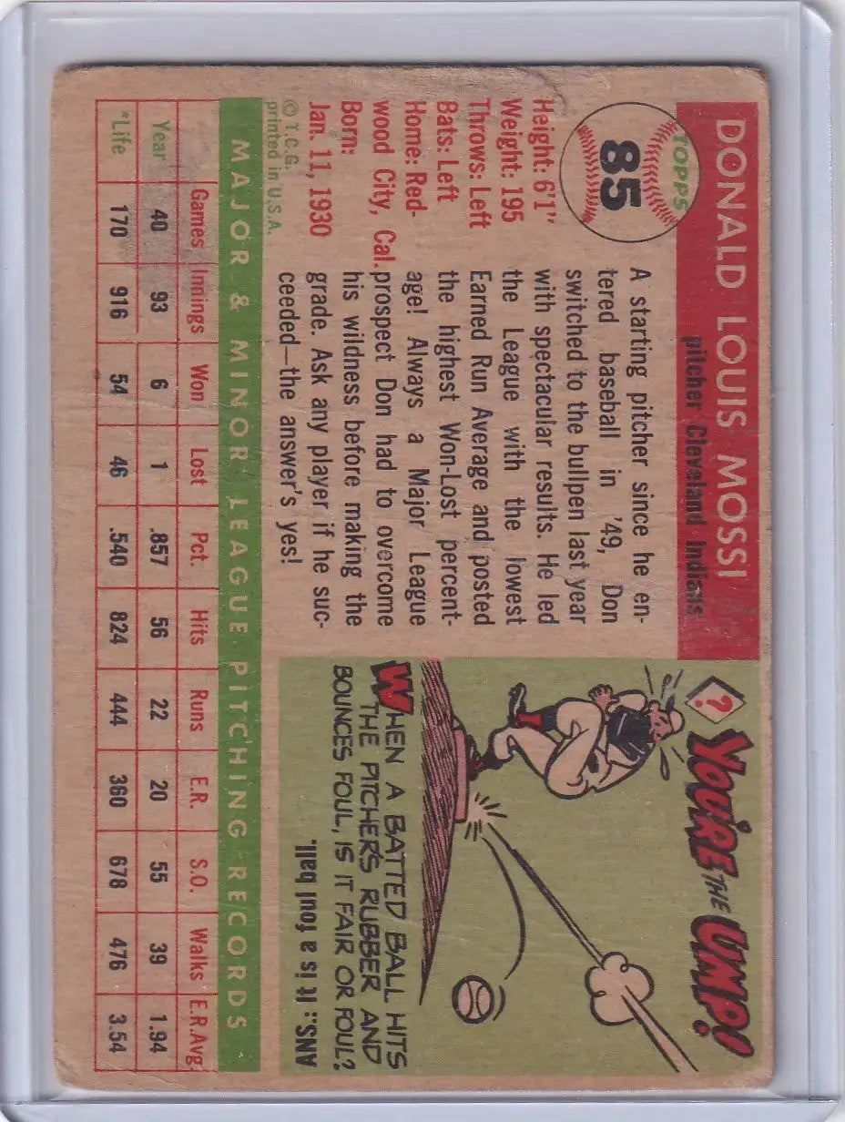 1955 Topps #85 Don Mossi - Cleveland Indians