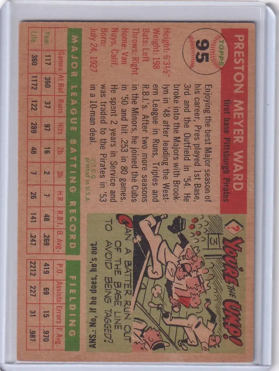 1955 Topps #95 Preston Ward - Pittsburgh Pirates