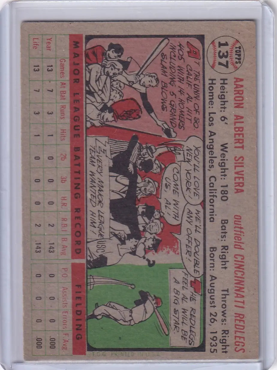 1956 Topps #137 Al Silvera - Cincinnati Reds RC - Baseball Card Single