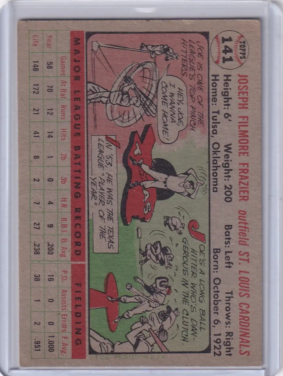 1956 Topps #141 Joe Frazier - St. Louis Cardinals