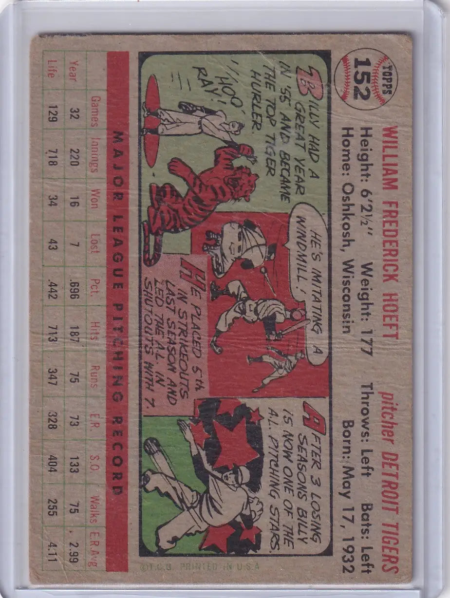 1956 Topps #152 Billy Hoeft - Detroit Tigers
