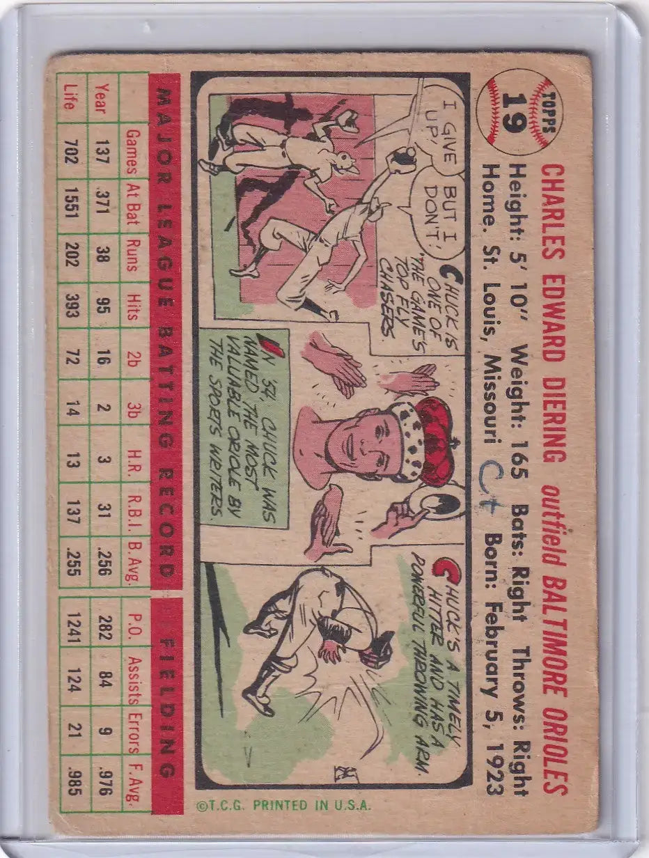 1956 Topps #19 Chuck Diering - Baltimore Orioles DP