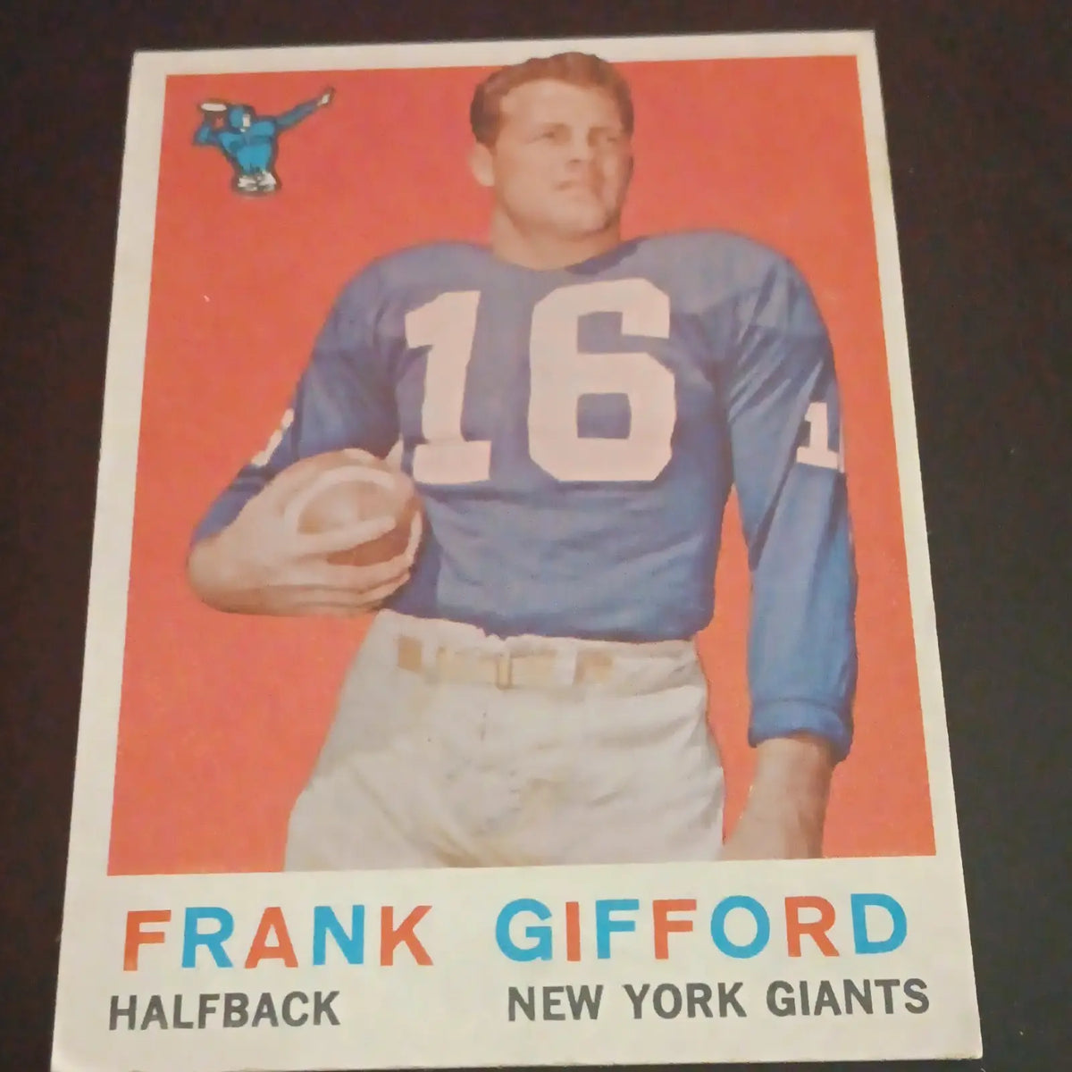 1956 Topps #20 Frank Gifford - NY Giants. NFL. *paper damage on back. VG+ - EX - Football Card Single