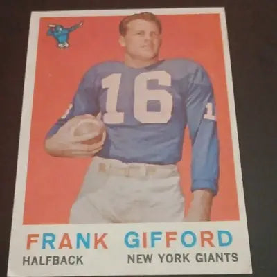 1956 Topps #20 Frank Gifford - NY Giants. NFL. *paper damage on back. VG+ - EX - Football Card Single