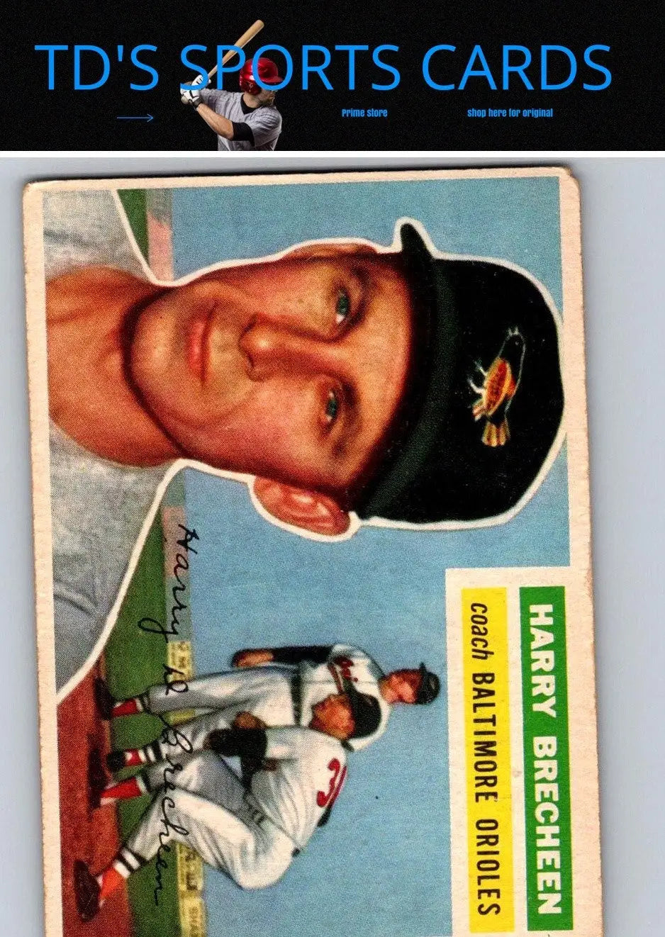 Vintage 1956 Topps Harry Brecheen baseball card showcasing Harry Brecheen career highlights