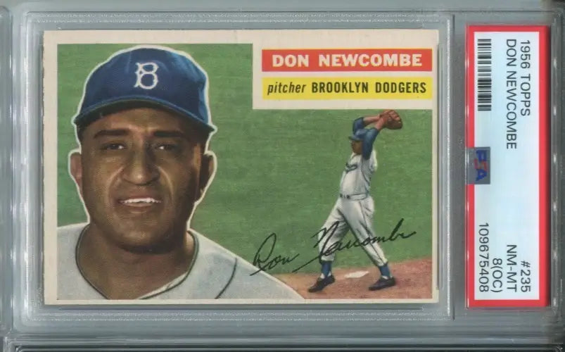 1956 Topps #235 DON NEWCOMBE (CY-MVP) PSA 8 (OC) NM/MT Brooklyn DODGERS - Baseball Card Single