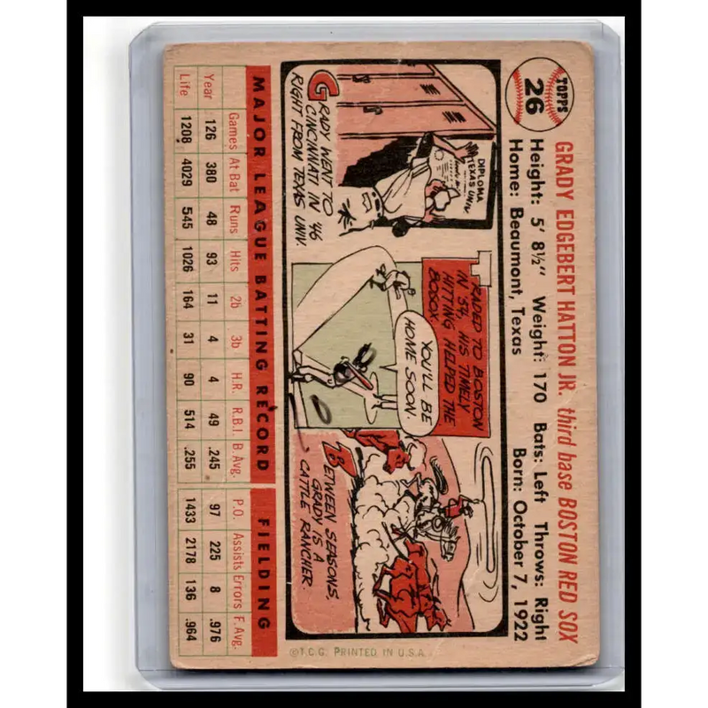 1956 Topps #26b Grady Hatton Gray Back P Baseball Card - Baseball Card Single