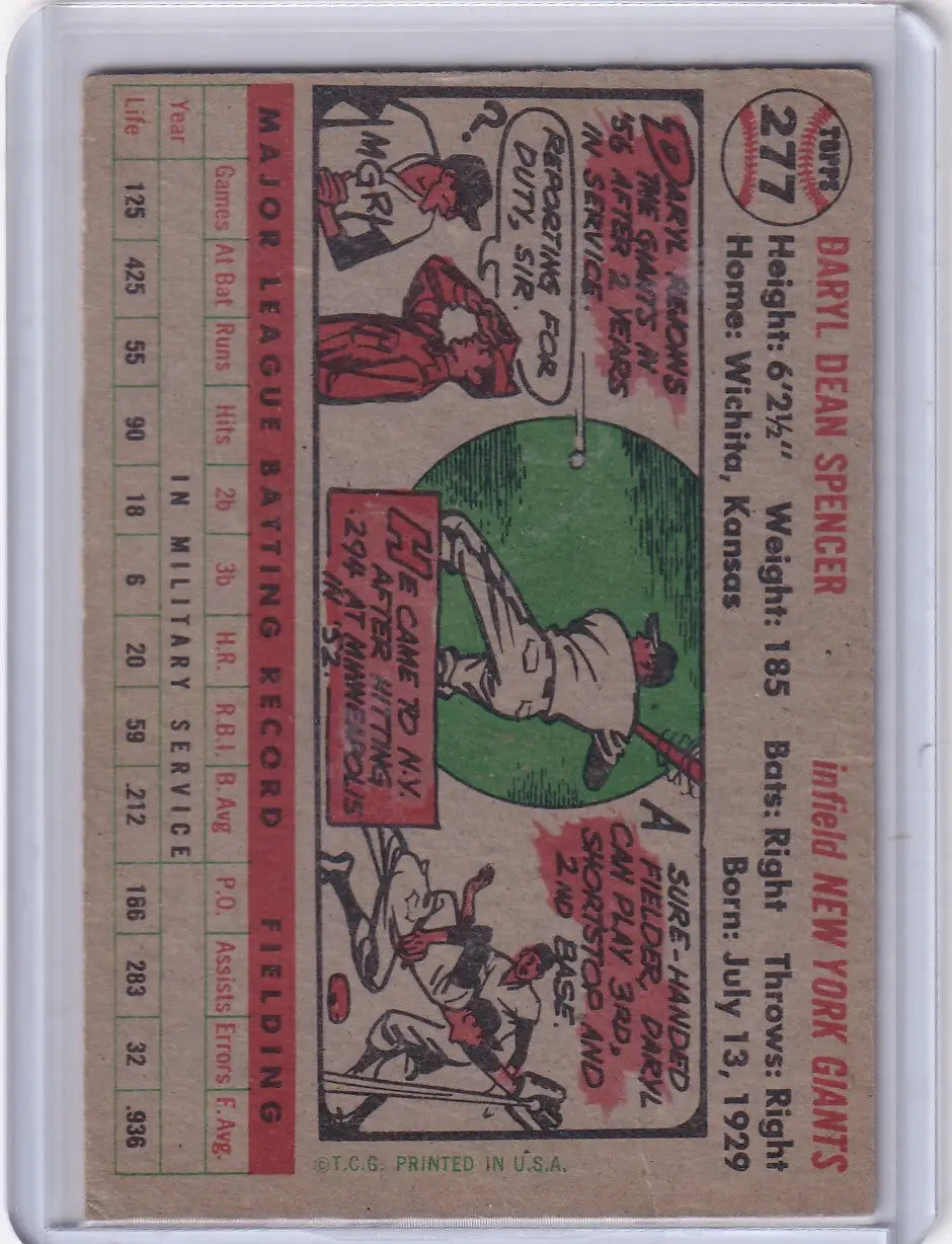 1956 Topps #277 Daryl Spencer - New York Giants