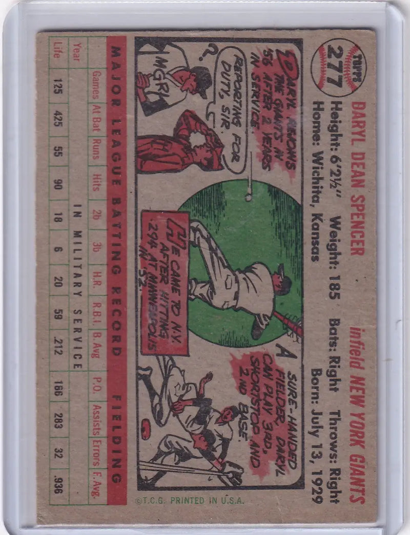 1956 Topps #277 Daryl Spencer - New York Giants