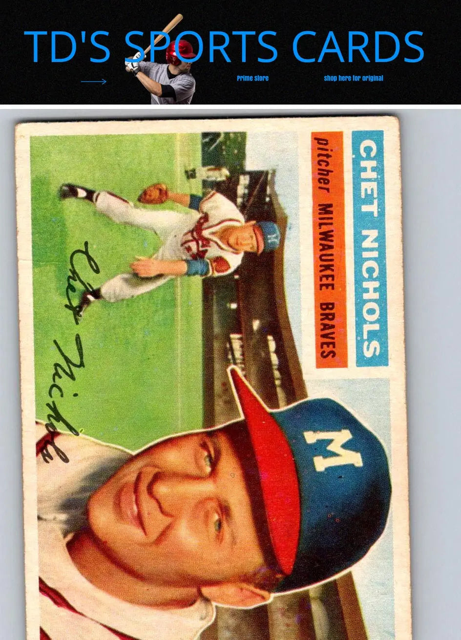 Vintage 1956 Topps #278 Chet Nichols baseball card for collectors of trading cards