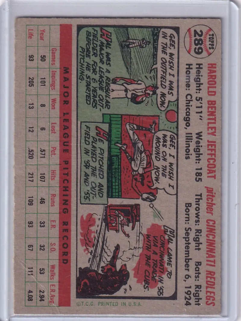 1956 Topps #289 Hal Jeffcoat - Cincinnati Reds