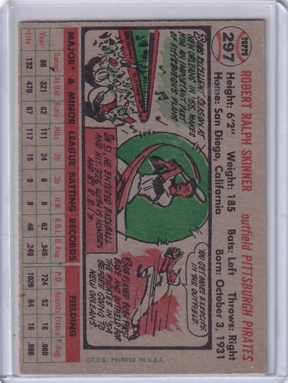 Vintage baseball card of Bob Skinner from the Pittsburgh Pirates 1956 Topps series