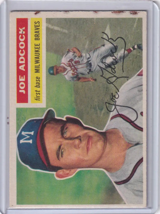 Vintage Joe Adcock baseball card featuring Milwaukee Braves from 1956 Topps #320