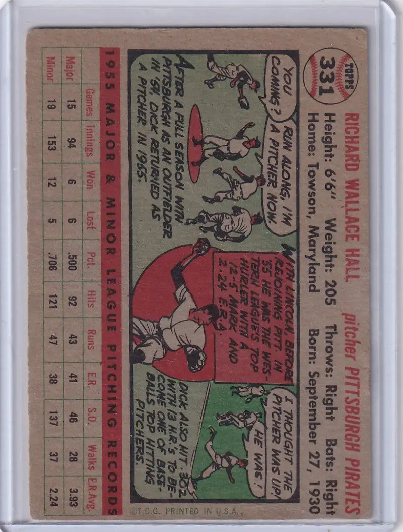 1956 Topps #331 Dick Hall - Pittsburgh Pirates