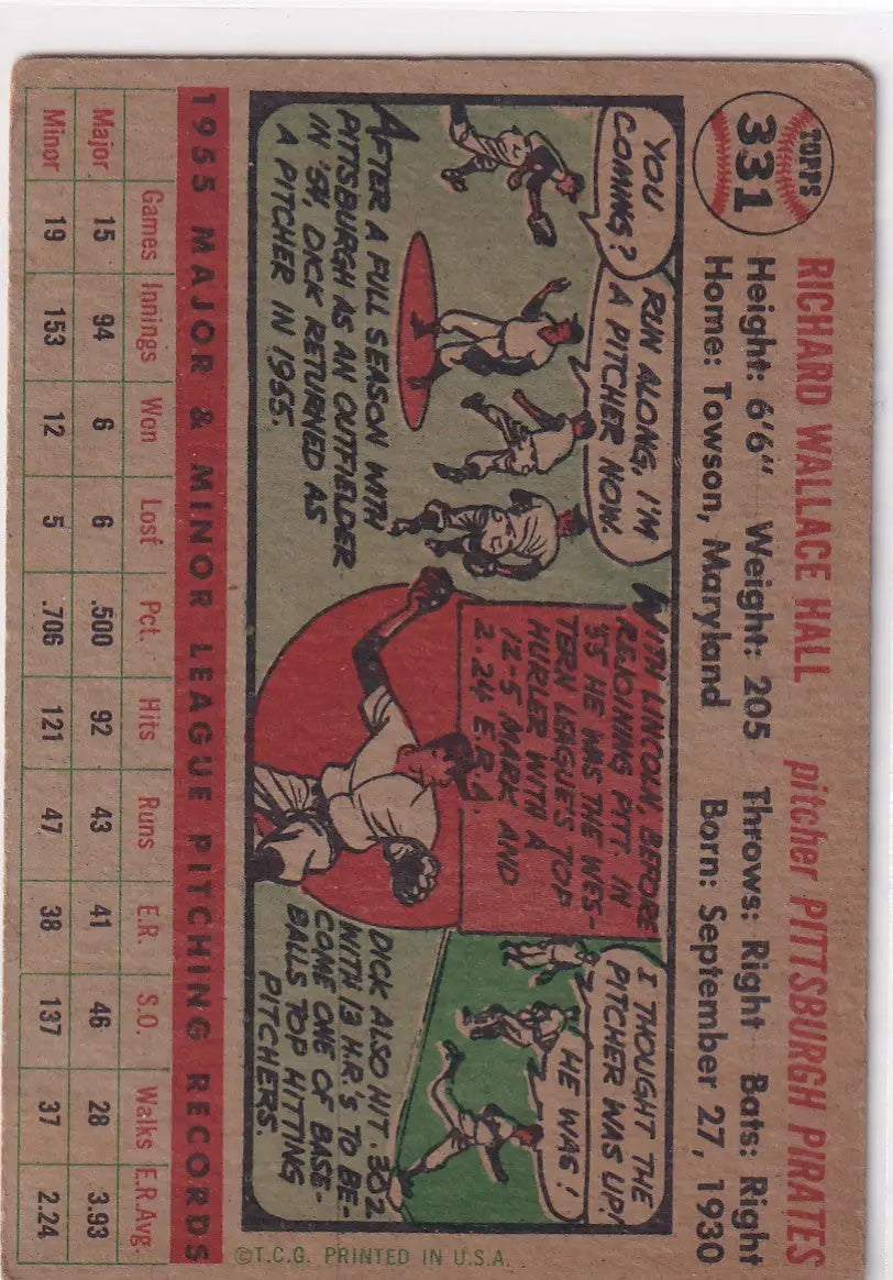 1956 Topps #331 Dick Hall - Pittsburgh Pirates