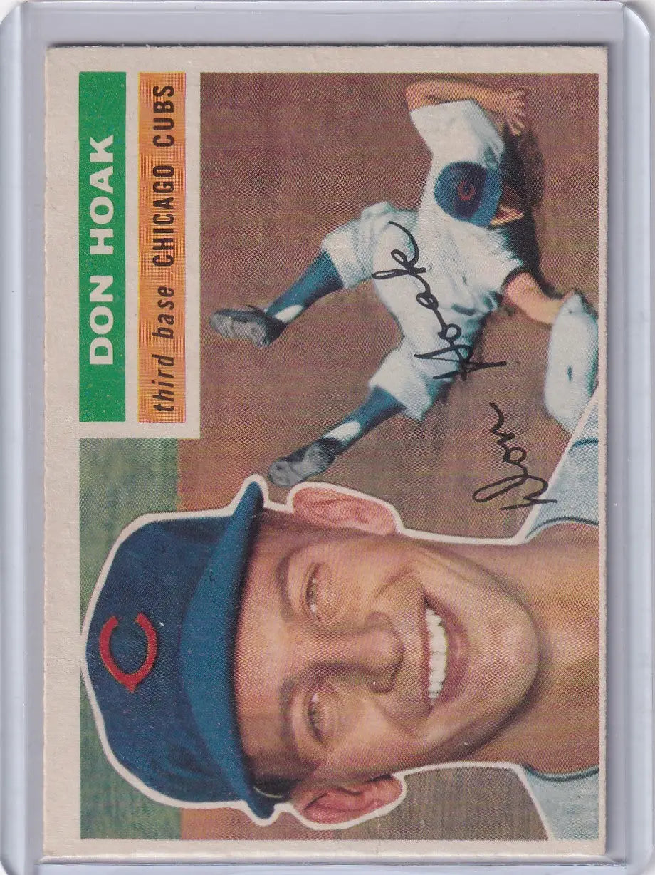 Vintage 1956 Topps Don Hoak Chicago Cubs baseball card featuring third baseman