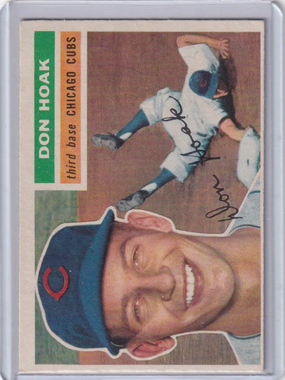 Vintage 1956 Topps Don Hoak Chicago Cubs baseball card featuring third baseman