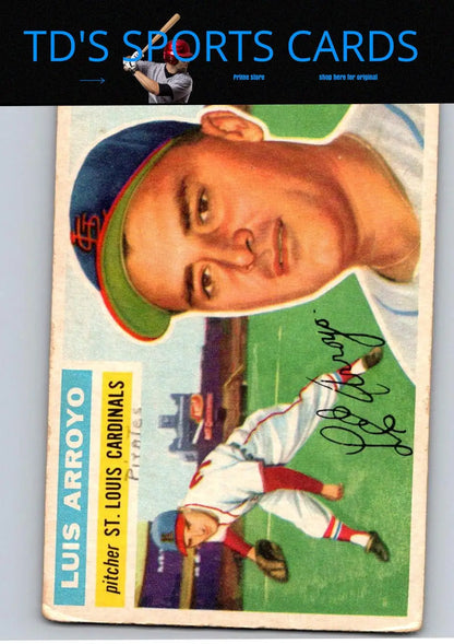 Vintage 1956 Topps #64a Luis Arroyo White Back baseball card for collectors