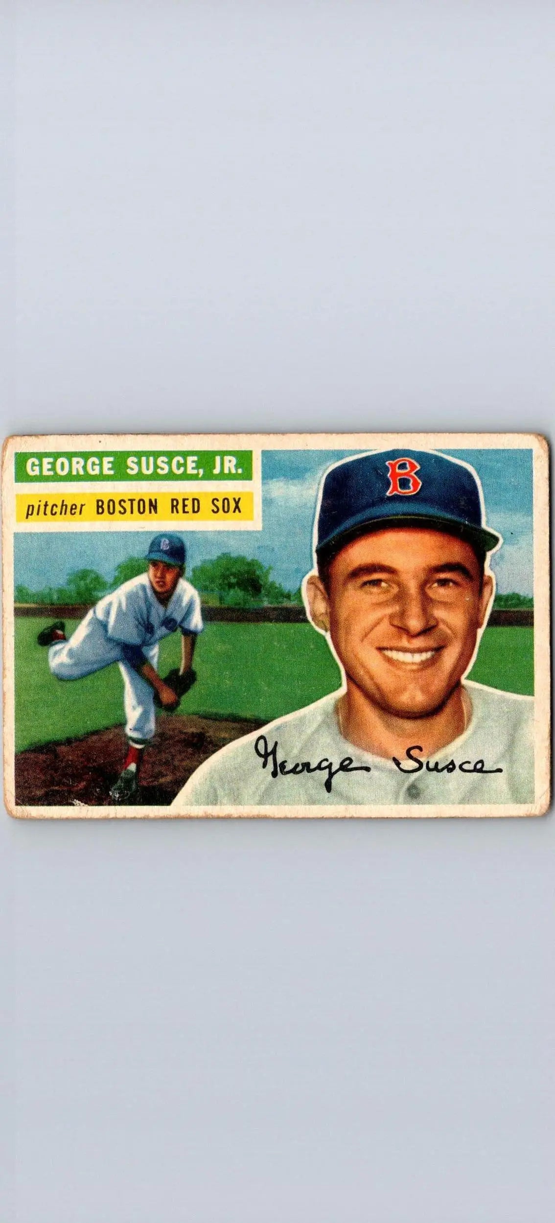 Vintage baseball card of 1956 Topps #93b George Susce Jr. collectible item