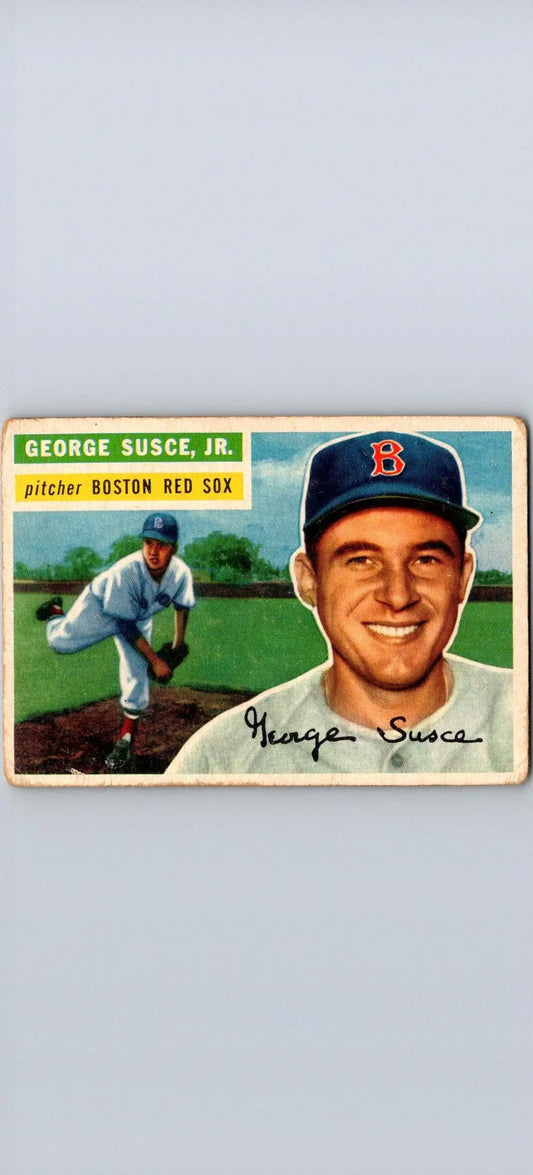 Vintage baseball card of 1956 Topps #93b George Susce Jr. collectible item