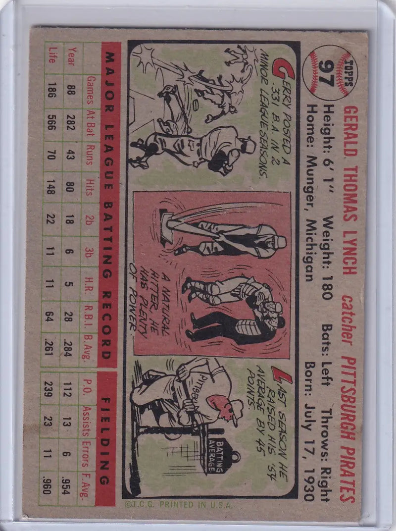 Vintage baseball card of Jerry Lynch - Pittsburgh Pirates from 1956 Topps set