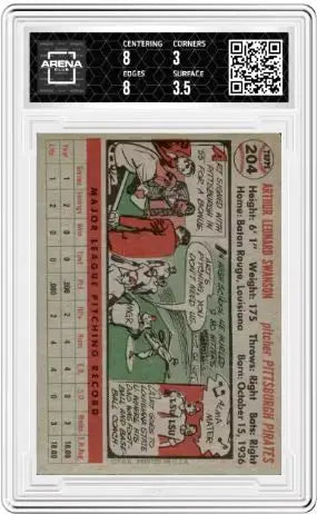 1956 Topps Art Swanson #204 Baseball Arena Club 3.5 - Baseball Card Single