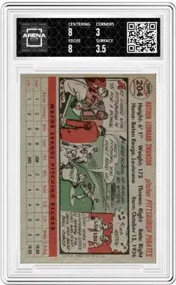 Graded 1956 Topps Art Swanson baseball card in protective slab for collectors