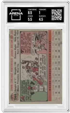 1956 Topps Bob Porterfield #248 Baseball Arena Club 1.5 - Baseball Card Single