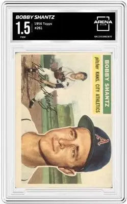 Graded 1956 Topps Bobby Shantz baseball card in excellent condition for collectors