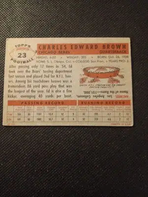 1956 Topps - Ed Brown #23. Chicago Bears. EX - Football Card Single