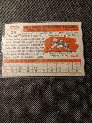 1956 Topps - Fran Rogel #15. Pittsburgh Steelers. EX - Football Card Single