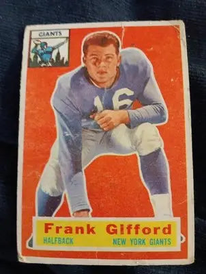 1956 Topps - Frank Gifford #53. NY Giants. Creased but nice. VG - Football Card Single