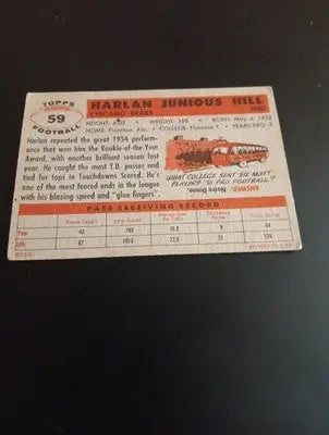 1956 Topps - Harlon Hill #59 (misspelled as ’Harlan’). Chicago Bears. EX - Football Card Single