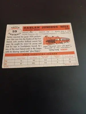 1956 Topps - Harlon Hill #59 (misspelled as ’Harlan’). Chicago Bears. EX - Football Card Single