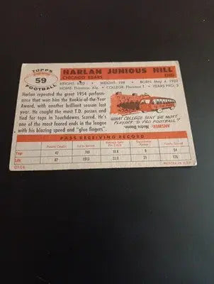 1956 Topps - Harlon Hill #59 (misspelled as ’Harlan’). Chicago Bears. EX - Football Card Single