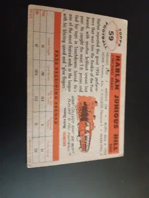 1956 Topps - Harlon Hill #59 (misspelled as ’Harlan’). Chicago Bears. EX - Football Card Single