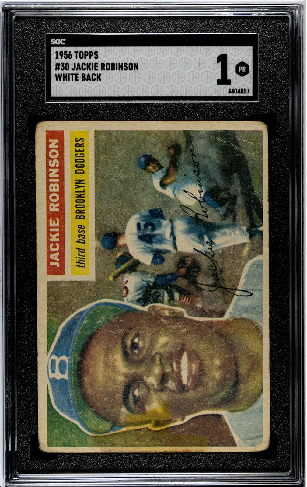 1956 TOPPS JACKIE ROBINSON #30 WHITE BACK SGC 1 MLB HOF BROOKLYN DODGERS GREAT!! - Baseball Card Single