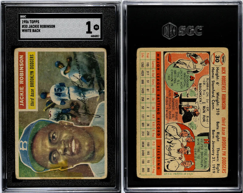1956 TOPPS JACKIE ROBINSON #30 WHITE BACK SGC 1 MLB HOF BROOKLYN DODGERS GREAT!! - Baseball Card Single