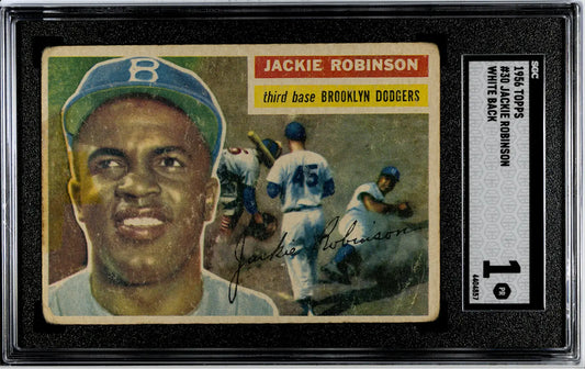 1956 TOPPS JACKIE ROBINSON #30 WHITE BACK SGC 1 MLB HOF BROOKLYN DODGERS GREAT!! - Baseball Card Single