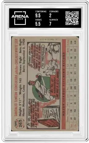 1956 Topps Sandy Consuegra #265 Baseball Arena Club 2.5 - Baseball Card Single