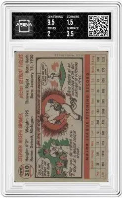 Graded Topps Steve Gromek 1956 Arena Club baseball card in protective slab