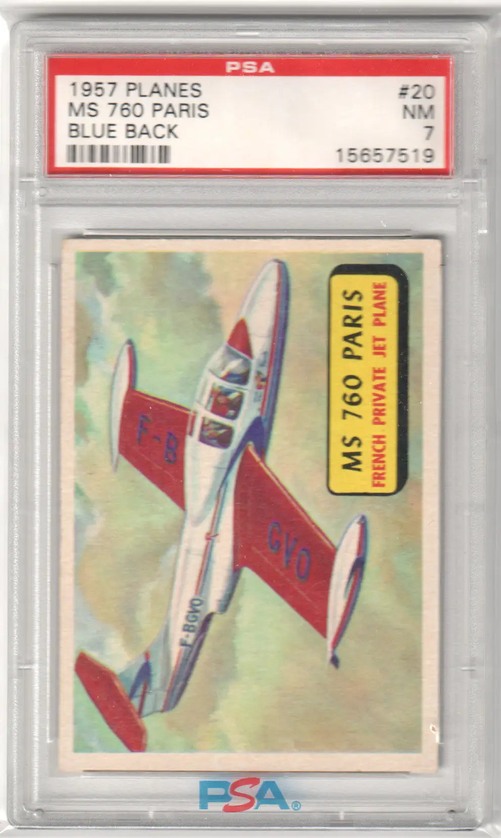 Graded 1957 Planes Red Back MS 760 Paris trading card PSA 7