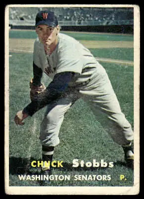 Vintage baseball card of Chuck Stobbs from the Washington Senators, 1957 Topps #101