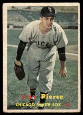 Vintage Billy Pierce baseball card featuring 1957 Topps #160 Chicago White Sox player